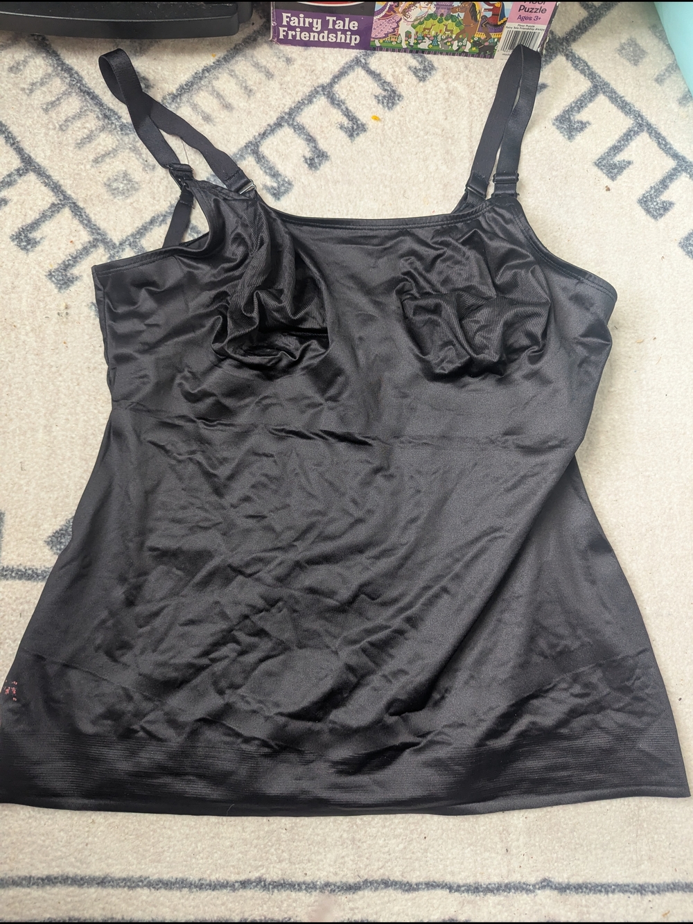 Ruby Ribbon Black Satin Nursing Camisole Shapewear Tank